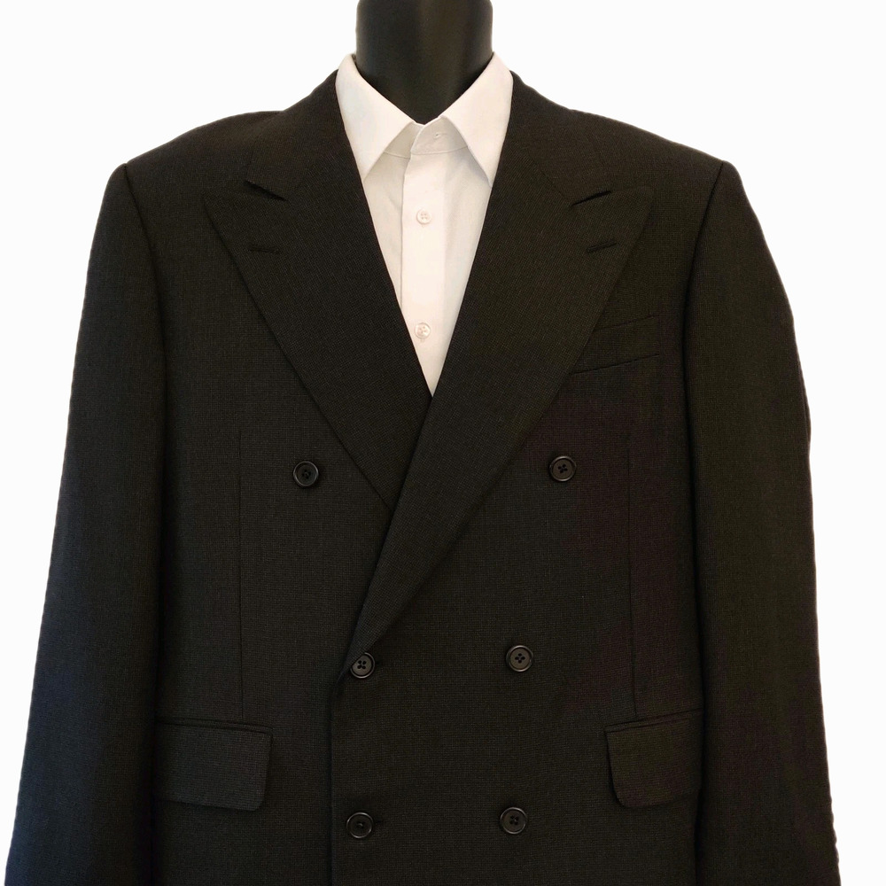 Hickey Freeman Loro Piana Double Breasted Blazer 44 S Peak Lapel Tasmanian 120s